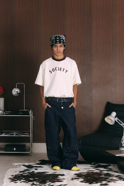 Camiseta boxy "SOCIETY" Branca