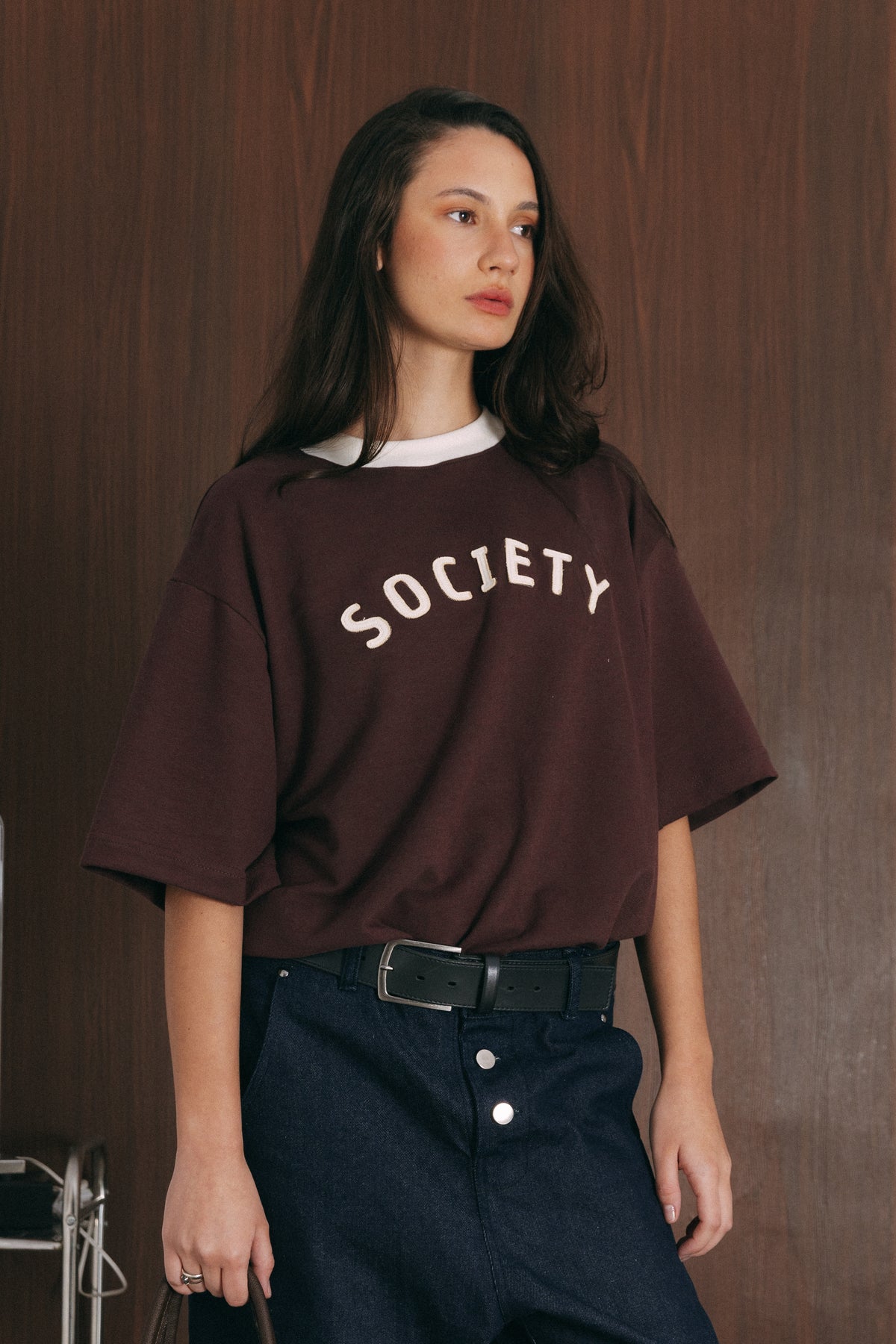 Camiseta boxy "SOCIETY" vermelha