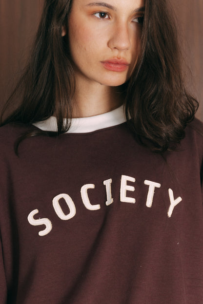 Camiseta boxy "SOCIETY" vermelha