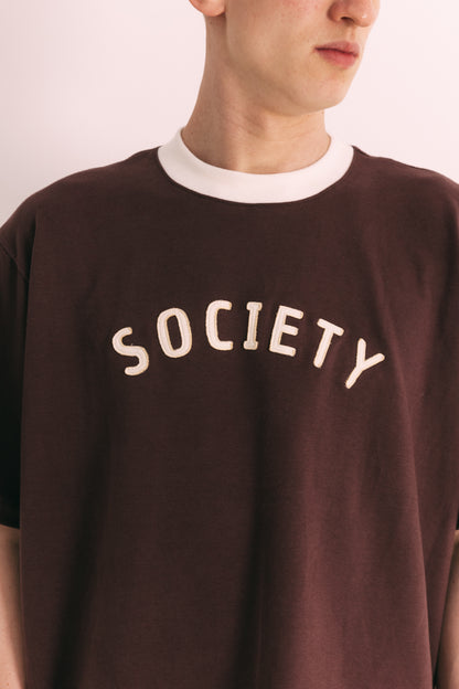 Camiseta boxy "SOCIETY" vermelha