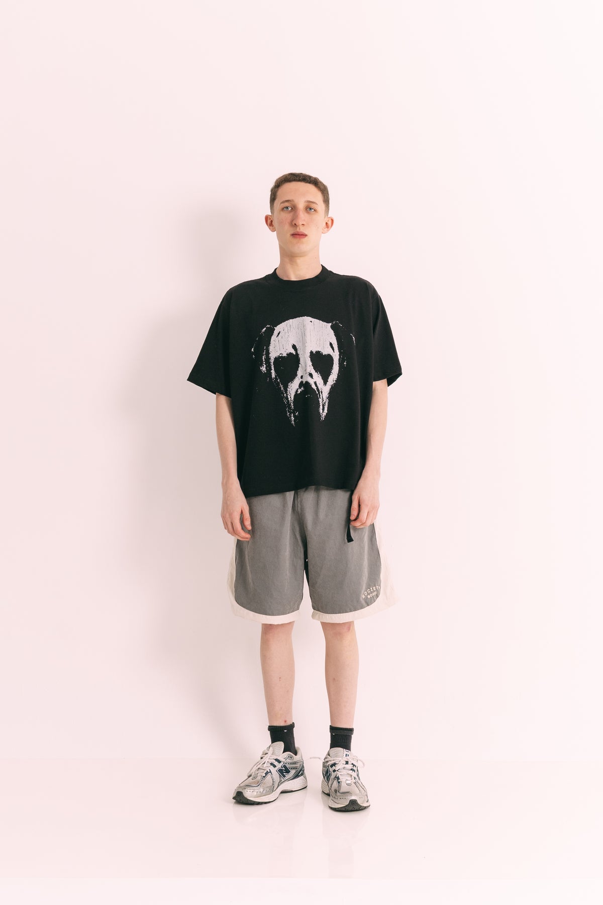 Short "SOCIETY" Cinza