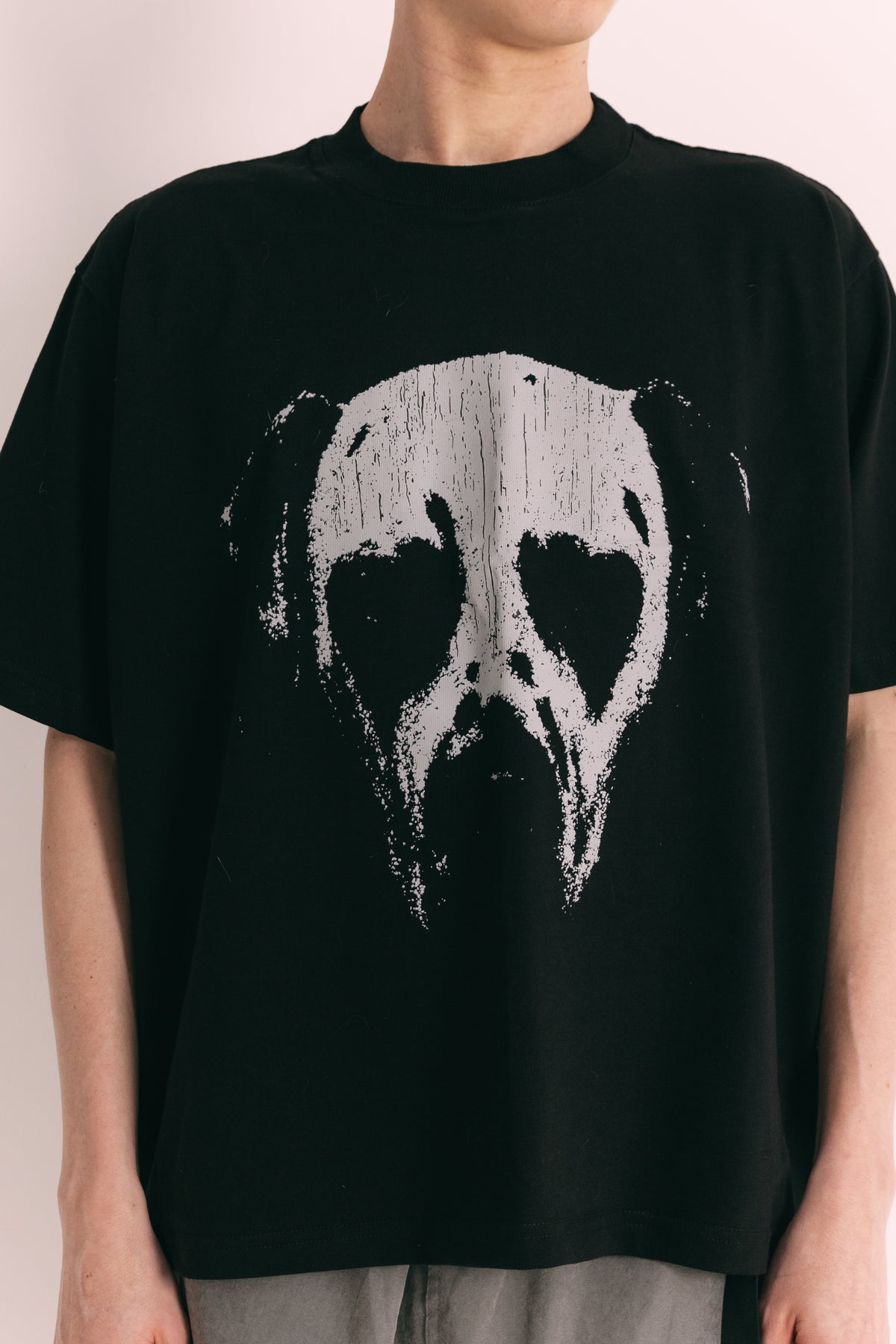 Camiseta boxy "DALMATIAN FACE" Preta