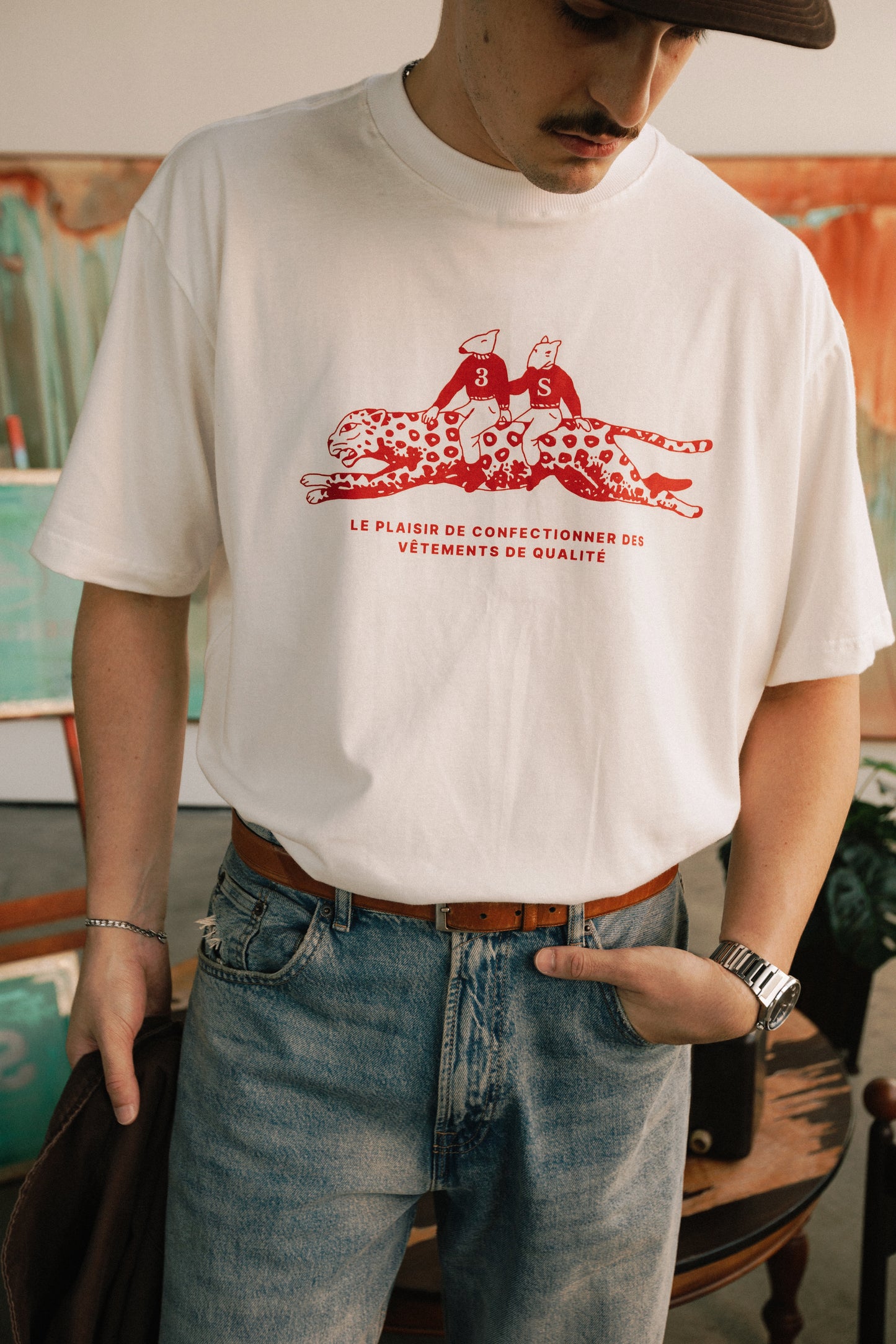 Camiseta Boxy "Leopard" Off-white