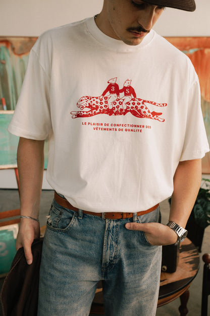 Camiseta Boxy "Leopard" Off-white
