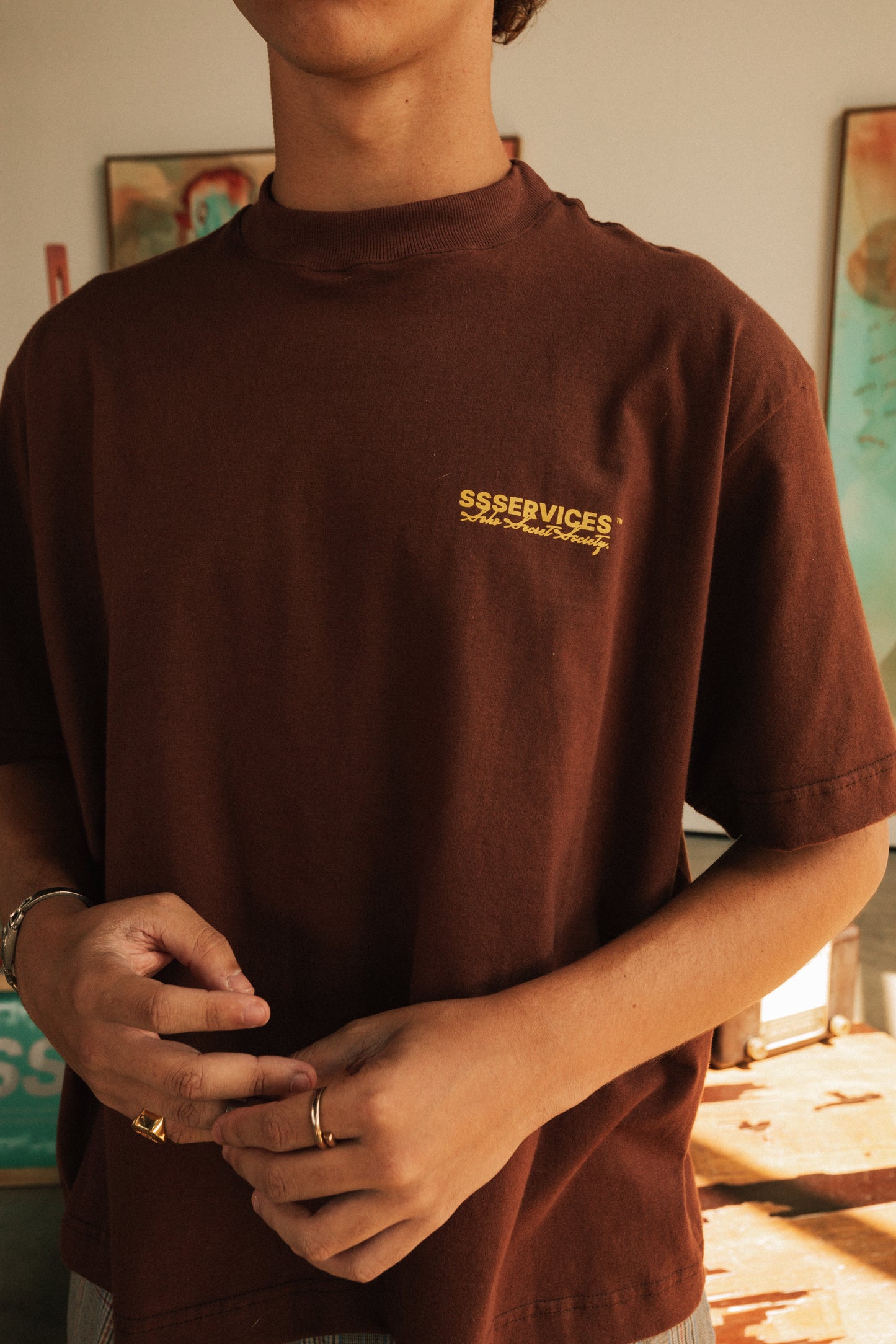Camiseta Boxy "Hotel Lobby" Bordô